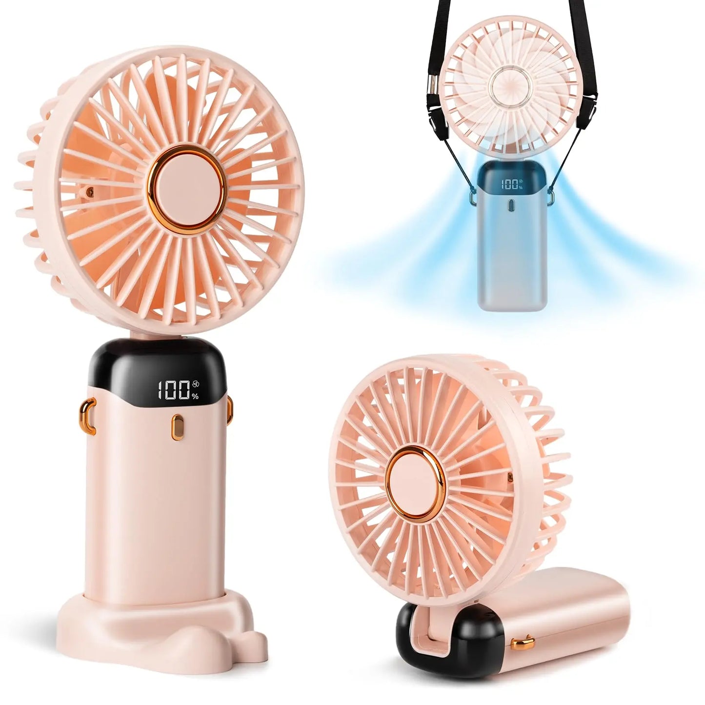 3-in-1 Portable Hand Fan with 4000mAh Battery, Mini Foldable USB Rechargeable Design Ideal for Travel, Outdoor Activities, and Summer Use