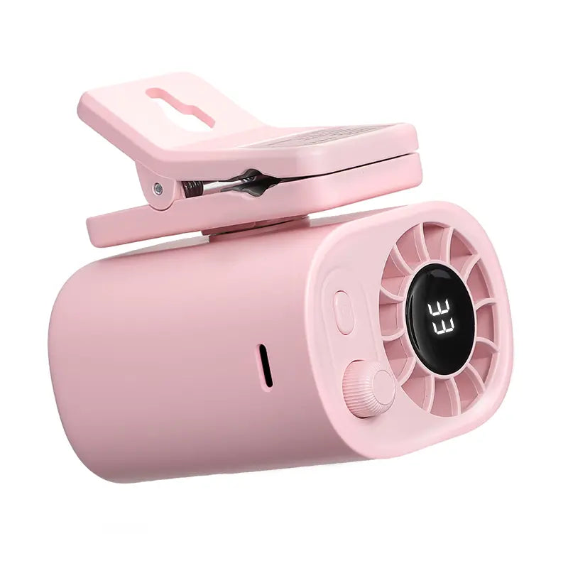 Joytutus 100-Speed Rechargeable Car Clip-On Fan with LCD Display - Portable and Quiet Cooling Solution for Backseat, Sun Visor, and Road Trips