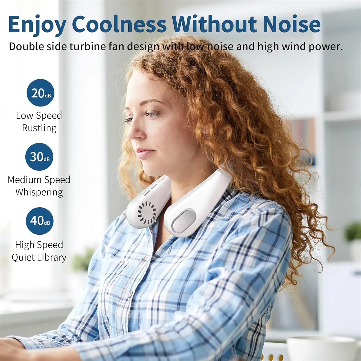 Portable Neckband Cooling Fan - USB Rechargeable Hands-Free Design for Outdoor Sports and Indoor Use