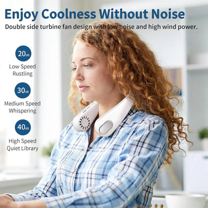 Portable Neckband Cooling Fan - USB Rechargeable Hands-Free Design for Outdoor Sports and Indoor Use