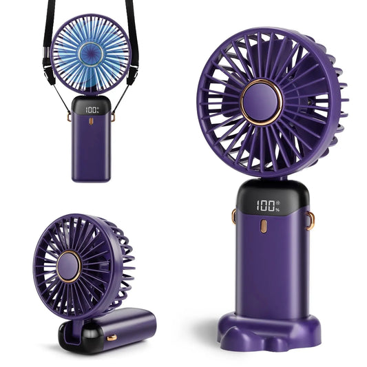 3-in-1 Portable Hand Fan with 4000mAh Battery, Mini Foldable USB Rechargeable Design Ideal for Travel, Outdoor Activities, and Summer Use