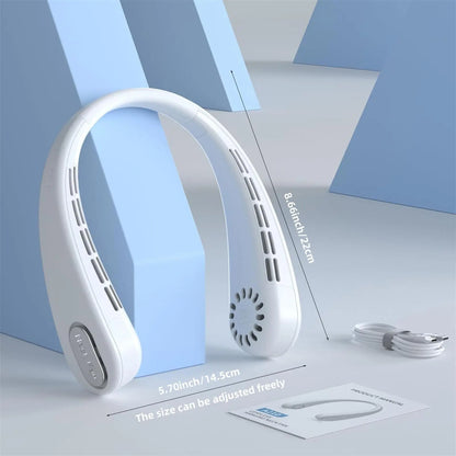 Portable Neckband Cooling Fan - USB Rechargeable Hands-Free Design for Outdoor Sports and Indoor Use