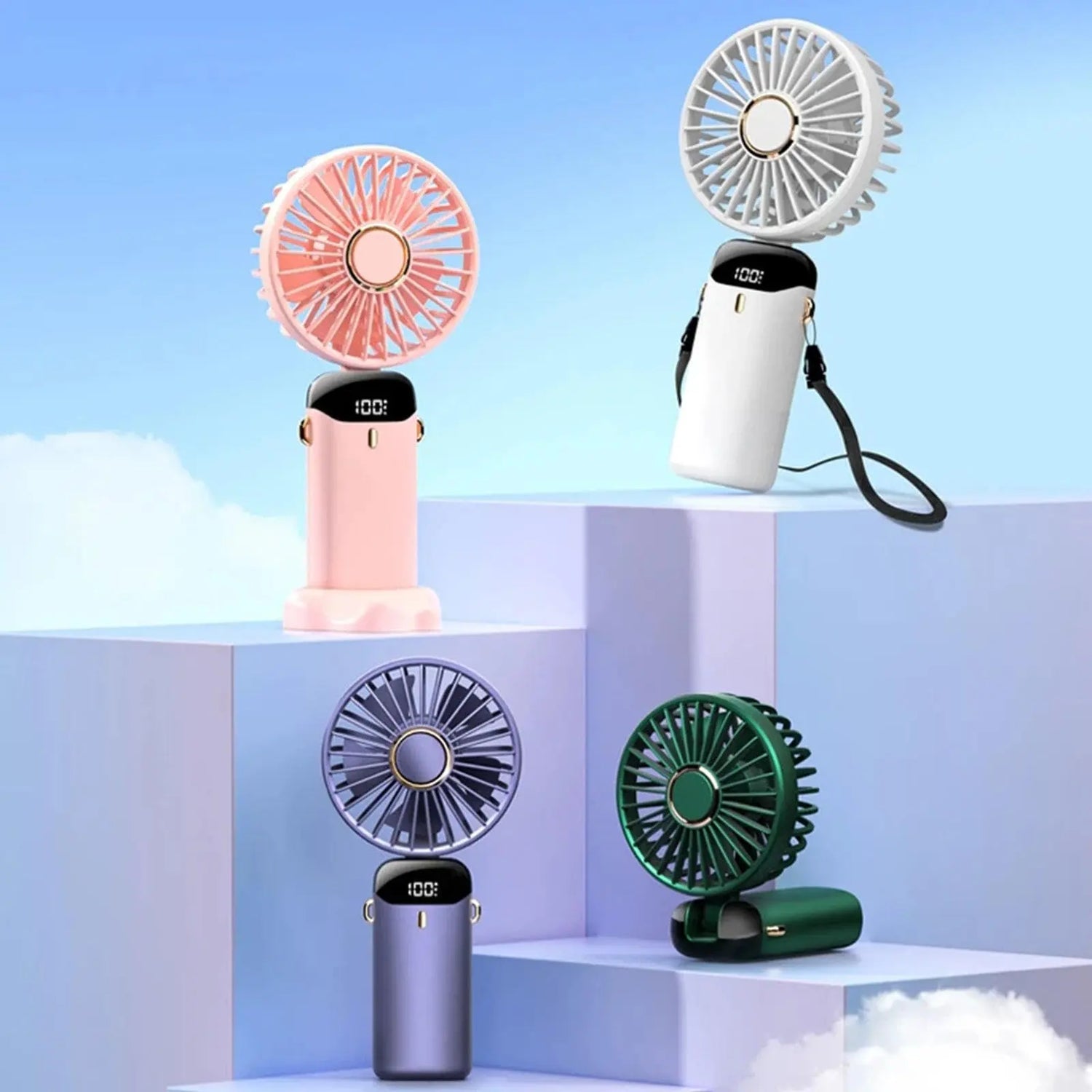 3-in-1 Portable Hand Fan with 4000mAh Battery, Mini Foldable USB Rechargeable Design Ideal for Travel, Outdoor Activities, and Summer Use