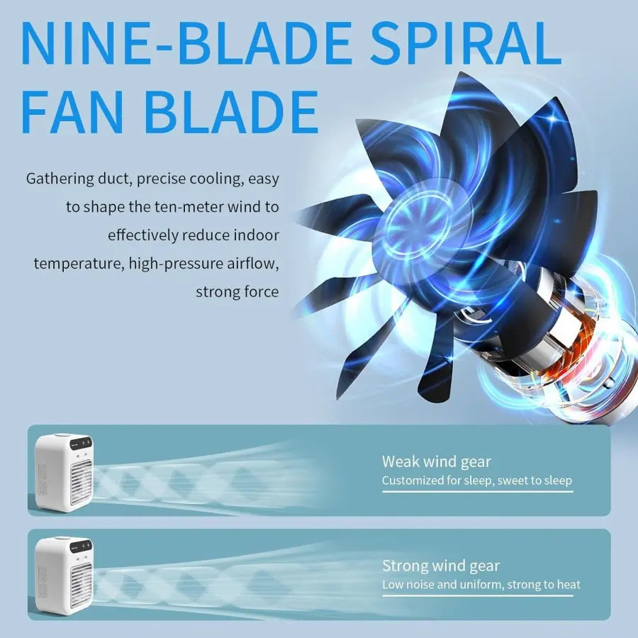 Portable Air Cooler Fan - Rechargeable Water Cooling Solution for Home, Office, and Vehicle Ventilation