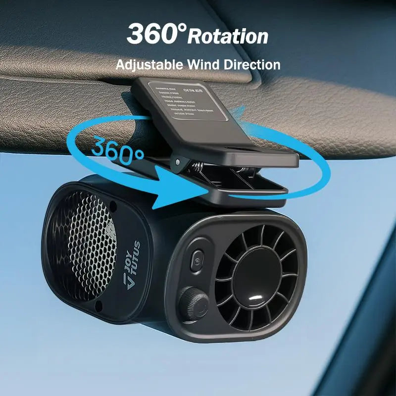 Joytutus 100-Speed Rechargeable Car Clip-On Fan with LCD Display - Portable and Quiet Cooling Solution for Backseat, Sun Visor, and Road Trips