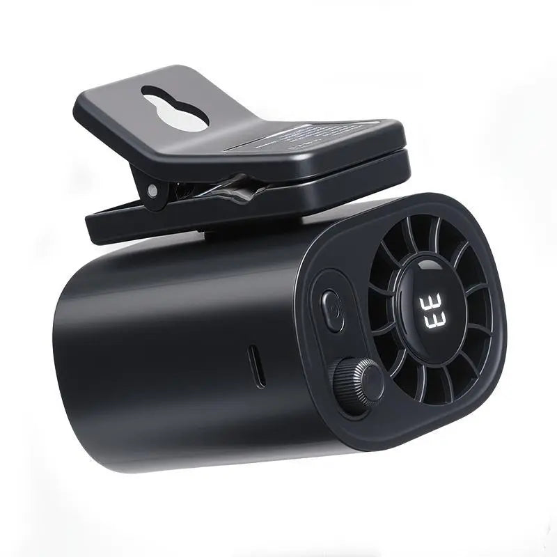 Joytutus 100-Speed Rechargeable Car Clip-On Fan with LCD Display - Portable and Quiet Cooling Solution for Backseat, Sun Visor, and Road Trips