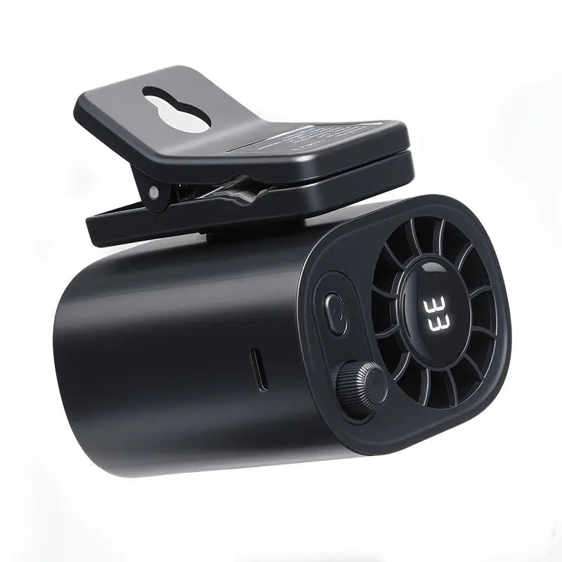 Joytutus 100-Speed Rechargeable Car Clip-On Fan with LCD Display - Portable and Quiet Cooling Solution for Backseat, Sun Visor, and Road Trips