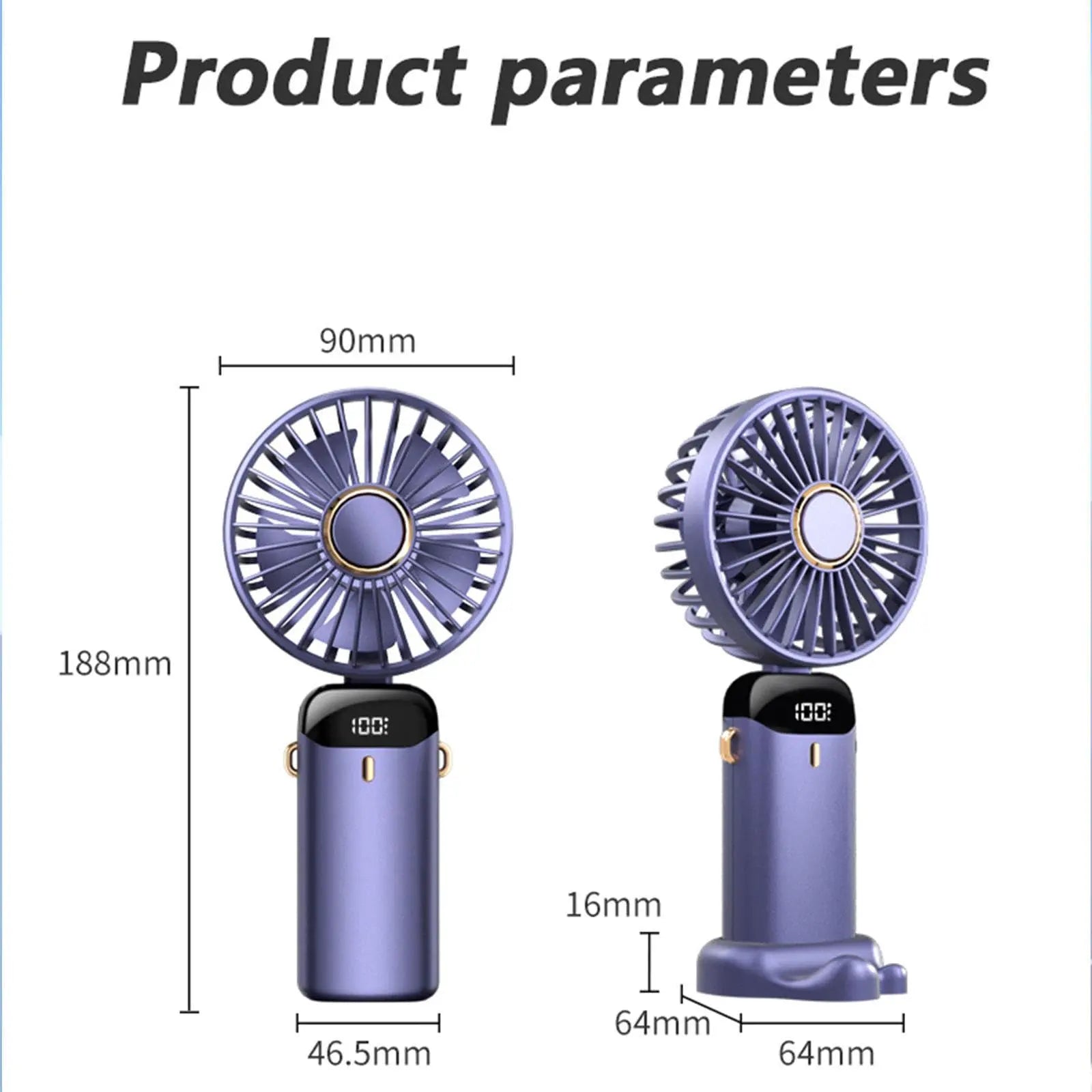 3-in-1 Portable Hand Fan with 4000mAh Battery, Mini Foldable USB Rechargeable Design Ideal for Travel, Outdoor Activities, and Summer Use