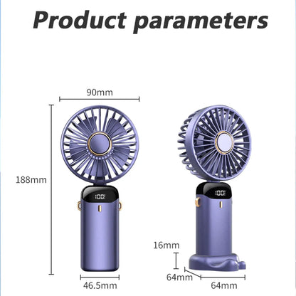 3-in-1 Portable Hand Fan with 4000mAh Battery, Mini Foldable USB Rechargeable Design Ideal for Travel, Outdoor Activities, and Summer Use